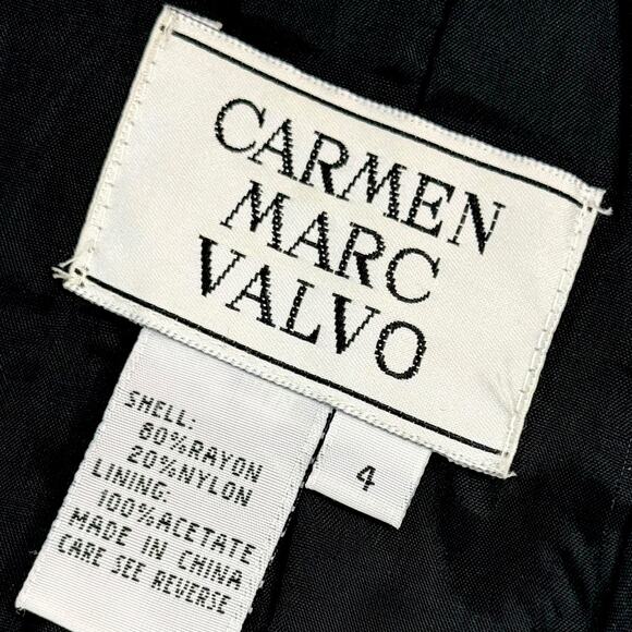 Vintage CARMEN MARC VALVO runway black lace glass beaded evening gown SIZE 4 - Picture 10 of 16